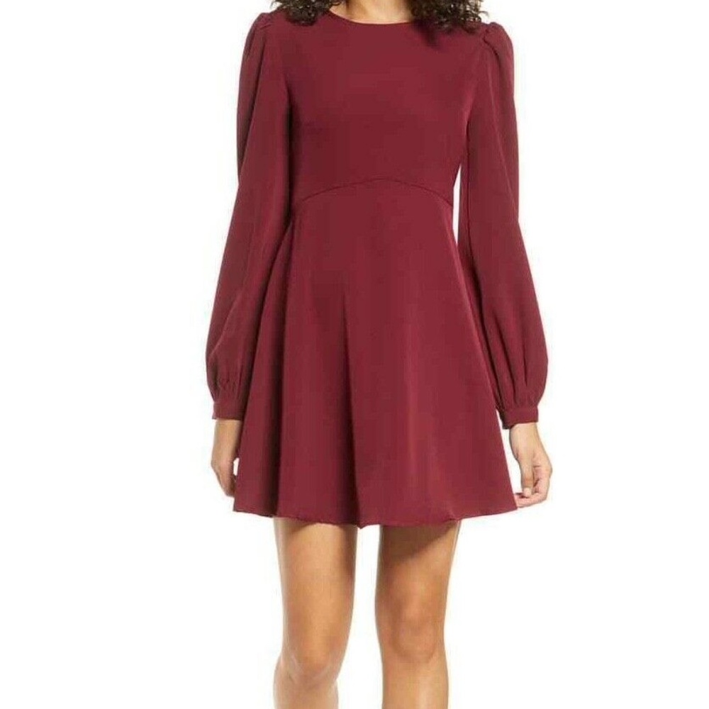 LULUS Women's Burgundy Long Sleeved Mini Dress NWT
